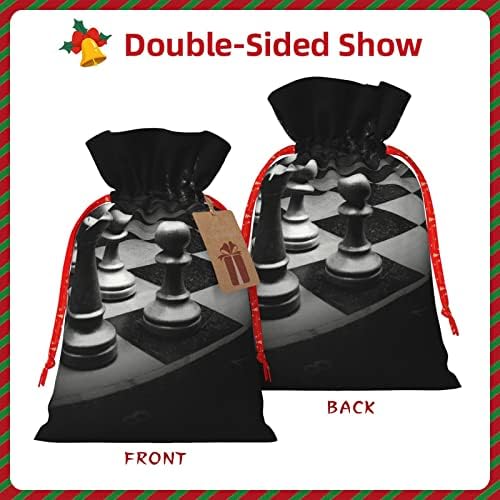 Аугенстерн Врвки За Божиќни Торби За Подароци 3д-Црно-Бело-Шах-Битка Претставува Торби За Завиткување Божиќни Вреќи За Завиткување