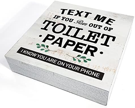 Пиши ми ако Ти Снема Тоалетна Хартија Дрво Кутија Знак Дома Декор Рустикален Тоалетна Хартија Дрвена Кутија Знак Блок Плакета За Ѕид Маса Биро