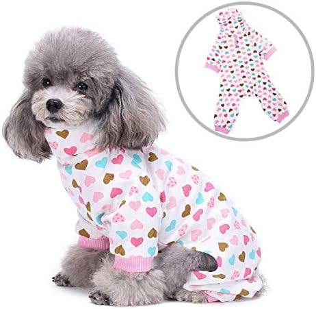 Зунеа теринг пижами за мали кучиња кученце pjs меки памучни комбинезони скокање со нозе удобни слатки loveубовни срцеви пижами миленичиња