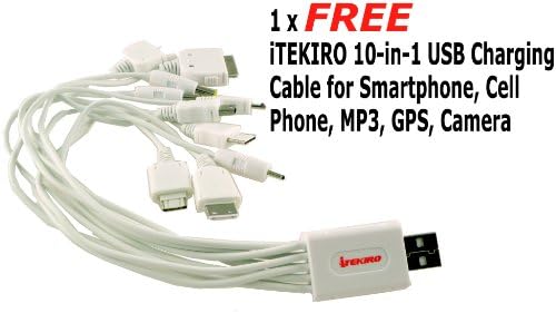 Itekiro AC Wall DC Car Battery Chit Chit за Panasonic DMC-FX07EG + Itekiro 10-во-1 USB кабел за полнење