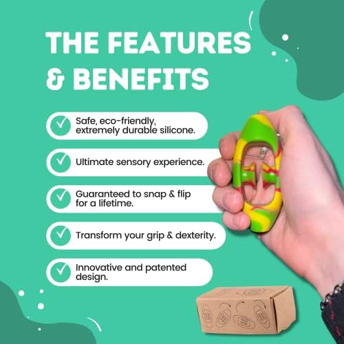 Г -дин Snap - 2 во 1 сензорна играчка за стискање на рацете за деца и возрасни, флипција на играчка со фигури, релаксирачки рачен стрес за олеснување