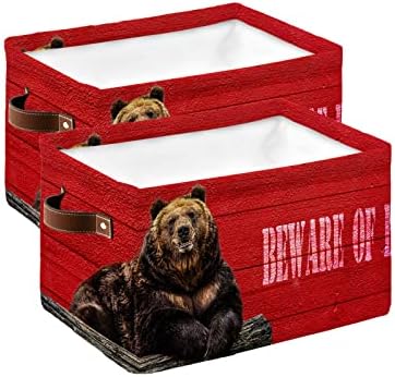 Корпа за складирање смешни канти за складирање на животински мечки декоративни црвени дрво жито преклопени корпи за играчки декоративни корпи
