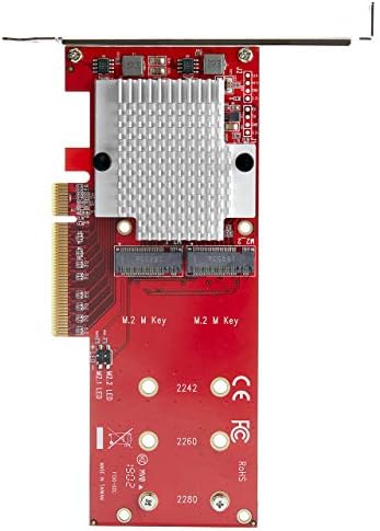 Startech.com Dual M.2 PCIE SSD Адаптер картичка - X8 / X16 Dual NVME или AHCI M.2 SSD на PCI Express 3.0 - M.2 NGFF PCIE компатибилен