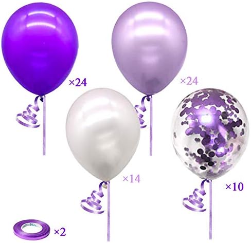 72 парчиња Виолетови Балони Избрани Латекс Виолетови Конфети Бели Балони За Свадба Роденден Дипломирање Забава Украси