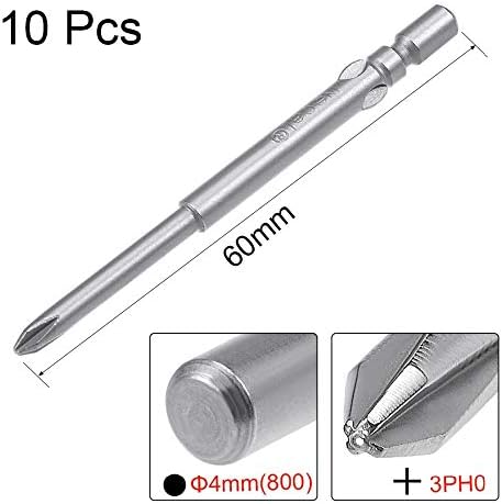 Шрафцигер Occus 10pcs 4mm тркалезна шипка со должина од 60мм должина од 3мм pH0 окус магнетски шрафцигер парчиња за замена на делови