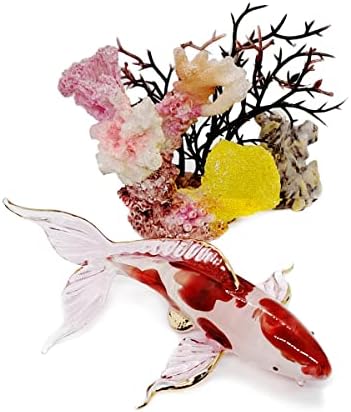 4,5 долга риба од кои разнесена стаклена фигура минијатурна црвена бела крап фигура јапонски занаетчиски животни за занаетчиски декор
