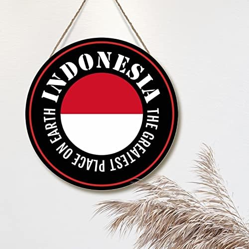 Индонезија Враќа на влезната врата Најголемите места на Земјата Индонезија дрво знак wallид декор Национално знаме градско сувенир дома