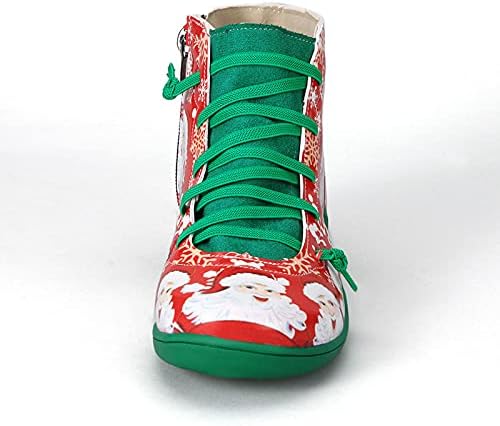 Shije Women'sенски ретро глужд чизми тркалезни чевли со чипка со високи врвни чевли рамни кратки чизми на глуждот зимски чизми за глуждот