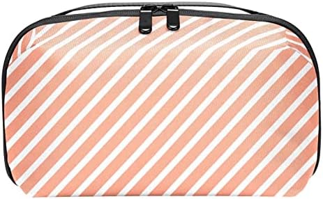Пастелно Розова Лента Твил Шема Шминка Торба Патент Торбичка Патување Козметички Организатор За Жени И Девојки