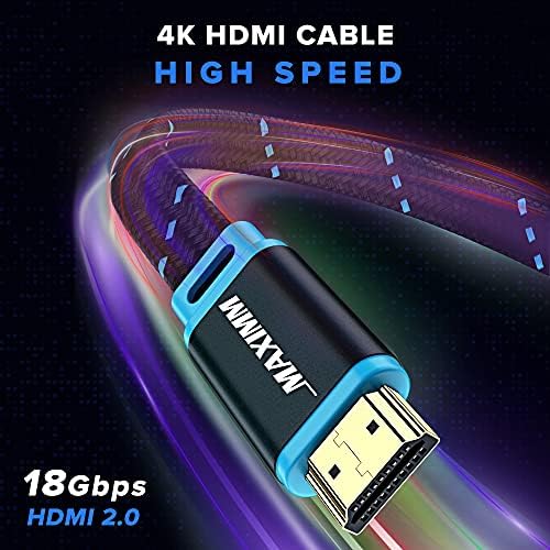 Максимум 4К HDMI Кабел, 8ft, Супер-Тенок Рамен Простор-Заштеда, СО Голема Брзина HDR HDMI 2.0 Плетенка Кабел, 3-Пакет, UL-Наведени