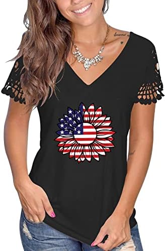 Женски модни редовни маички за вклопување Брзи суви атлетски кошули Womenенски сончоглед принт на кратки ракави против вратот на вратот