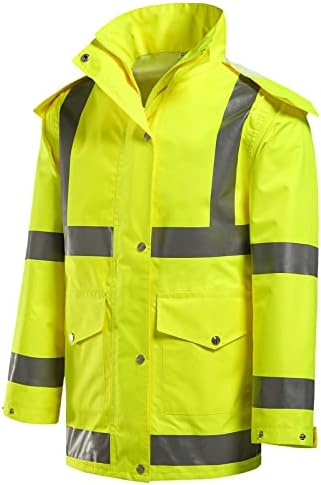 Безбедносна јакна на iCreek за мажи и жени рефлектирана јакна од дожд со висока видливост водоотпорен мантил анти-бура