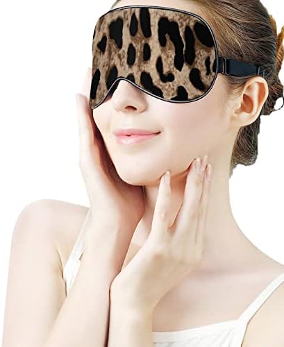 Lynarei Mask Mask Leopard Print Sleep Mask Eye Eye Blindfold со прилагодлива лента за животинска кожа мека око за очи за блокирање на светла
