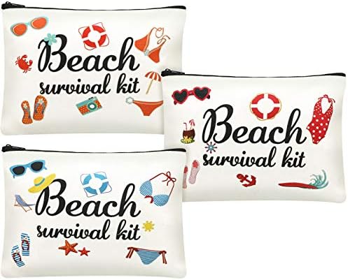 3 Парчиња Комплет За Преживување На Плажа Козметичка Торба За Жени Торби За Шминка На Плажа Додатоци Торбичка За Патување Организатор