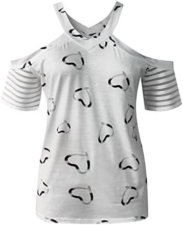 Дами 2023 Облека моден краток ракав против вратот Loveубов графичка лента со врвот есен летен блуза за жени D0 D0
