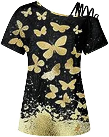 Под кошули жени женски моден круг на вратот со кратки ракави со кратки ракави, печатени маички врвни женски врвови и маички