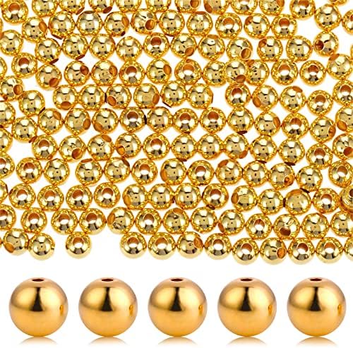 Лусофи 300 парчиња 4мм Златни Тркалезни Мониста За Растојание Мазен Растојание Лабави Топчести Монистра За Изработка На Накит Од