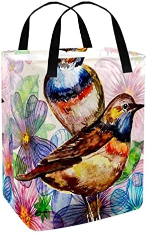 Прекрасни Птици Со Цвеќиња Печатење Склопувачки Пречки за Перење АЛИШТА, 60 ЛИТРИ Водоотпорни Корпи За Перење Алишта Облека