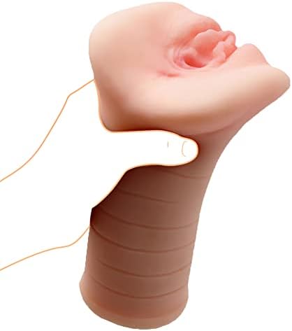 Машка чаша Мастурбатор Реална џебна пичка со 2 вграден плутач прстен Машка секс играчка со текстурирана вагина и тесен анус за мажи кои мастурбираат
