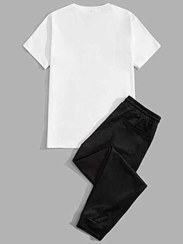 Fioxa Облека со две парчиња за мажи за мажи, графички печати и џемпери за половината на половината