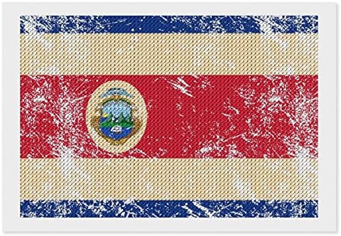 Коста ретро знаме на Костарика Ретро знаме Дијамантски комплети за сликање 5Д DIY целосна вежба Rhinestone Arts Wallид декор за возрасни 8 x12