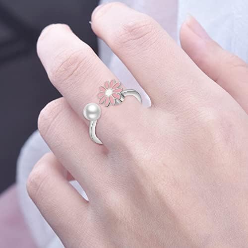2023 Нов прстен за анксиозност на Стерлинг Сребрена за жени прилагодлив отворен кубен цирконија прстен за орален прстен за вознемиреност