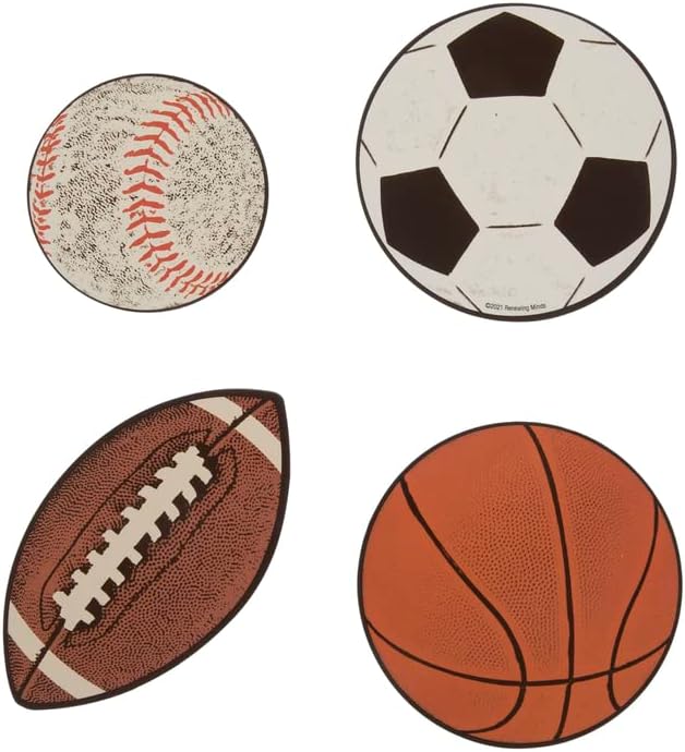 Спортски топки за отсекување на хартија - 36 парчиња - фудбал, бејзбол, фудбалска топка и кошарка