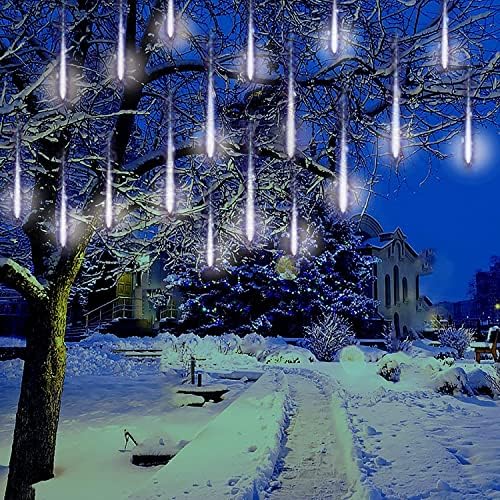 Кордаин Божиќни светла на отворено, метеорски светла за туширање паѓаат starвездени светла 12 инчи 8 цевки 144 предводени лево -светла