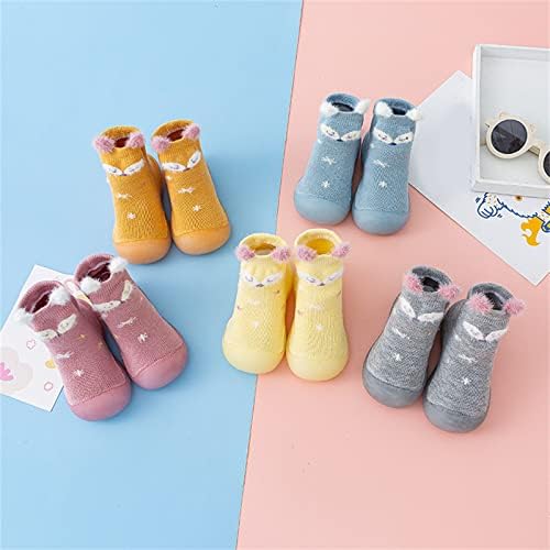 Момци за новороденчиња девојчиња со цртани чорапи со цртани чевли за деца, задно, загреани чорапи, кои не се лизгаат пред -чевли