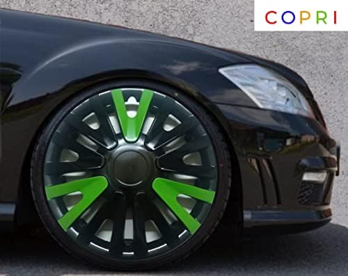 Копри сет од покривка од 4 тркала од 13 инчи црно-зелена Hubcap Snap-on одговара на Chevrolet