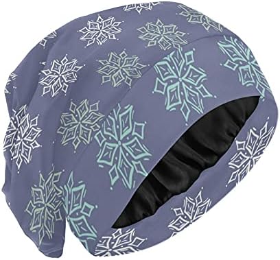 Череп капа за спиење Работа капа за капачиња за жени снегулки Божиќна нова година зимска капа за спиење Работна капа за коса, ноќна капаче ноќно капаче