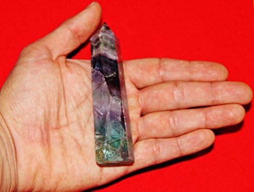 Кристална точка на флуорит „Виножито“ - Призма - Прекрасен скапоцен камен со повеќе бои - автентичен и природен минерал - редок скапоцен