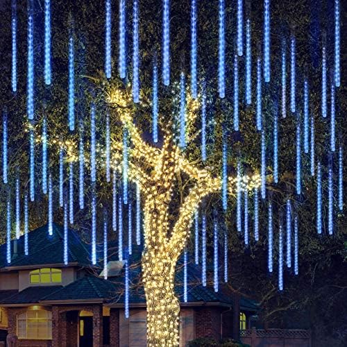 Christmasоидоми Божиќни метеорски светла за туширање што паѓаат од дожд, жици на жици 540 LED диоди 10 цевки 50 см за Божиќна
