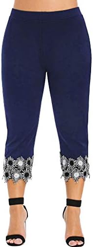 Исечени хеланки на чипка за жени плус големина истегнат високи половини капри панталони кревање тенок обичен мек јога хулахопки