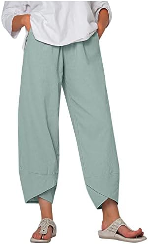 Kingaoggo дами постелнина панталони плус големина пакети обични панталони за жени што дишат панталони летни пакувања удобни панталони