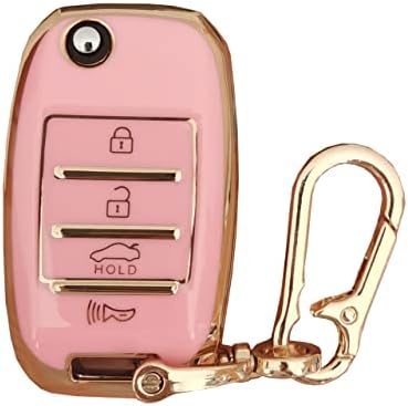 Qixiubia for Kia Key Fob Case Cover, Key Fob Shell со клуч за клучеви за Kia Rio Optima Soul Sportage Sorento Carens паметни далечински