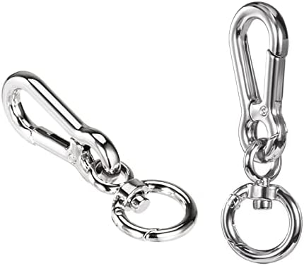 SeadeSky Carabiner Clip Clip Checkeain Hooks 4PCS w/ 12pcs клучни прстени, вртење на кука за вртење на куки за кука за клучеви за клучеви