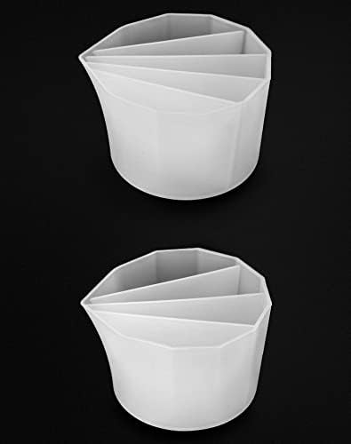 Qwork Rusable Silicone Split Cup за истурање на боја, 2 парчиња четири-одделенија и 2 парчиња чаши за бои со пет одделенија за флуидна