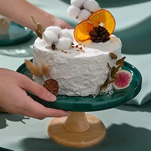 РАЗУМ Торта Торта Стојат Темно Зелена Висока Торта Тава Стакло Покритие Кондиторски Послужавник Десерт Маса Дисплеј Штанд Пециво