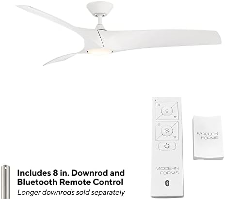 Zephyr Smart Indoor и Outdoor 3-Blade Tead Fan 52in Matte White со 3000K LED светлосен комплет и далечински управувач работи со Alexa,