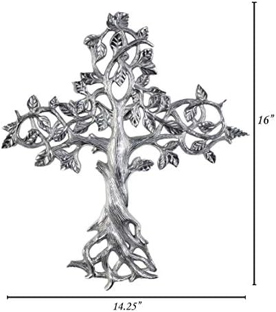 Аби декор дрво на животниот метален wallиден крст | Христијански духовен крст за Wallид | Верски висин декор на вкрстениот wallид, најдобро