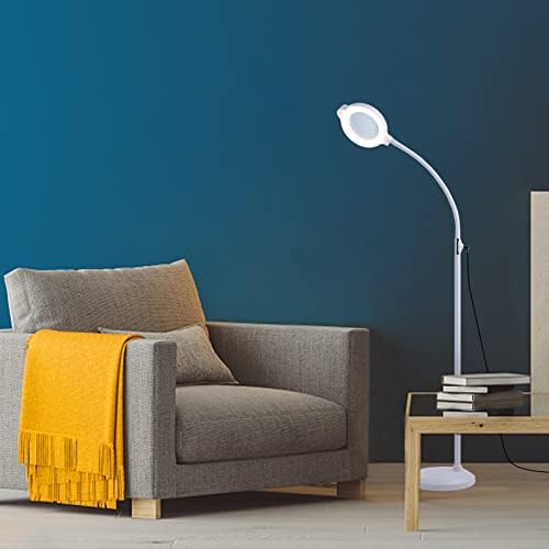 FHHKAAD 3 во 1 Зголемување на подната ламба со прилагодлива LED светла светлина ， Флексибилна лупа за величественост 5x за читање