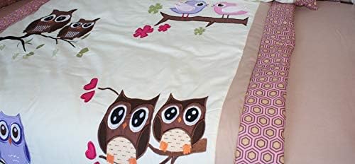 Babyfad Owl Pink 9 Piece Baby Crib Beardding Setter