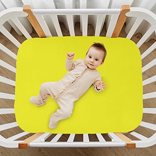 Moudou Yellow Solid Color Playard лист за момчиња девојки, мек за дишење, вграден лист за дете за стандарден душек за постелнина, 39 x 27 x