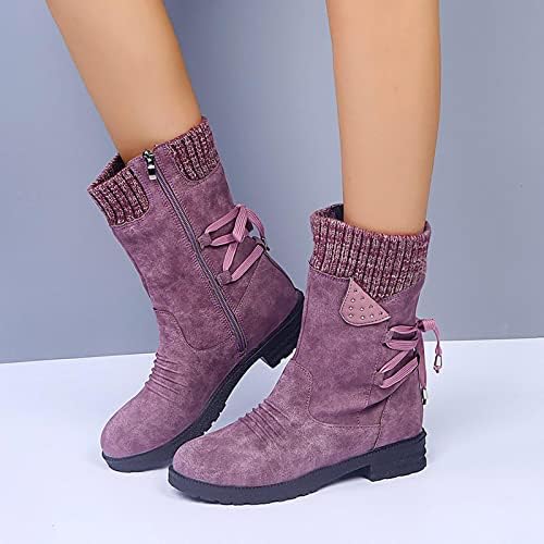 Cootsенски чизми со средно-телевизиски модни странични патентини од снег чевли западни каубојски чизми бујни ниски потпетици