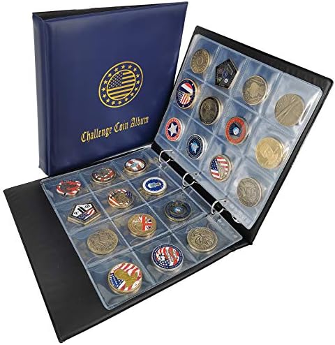 Предизвик Монета Албум 2.4 х2. 4 Џебови Држи 120 Големи Воени Монета Медали Дисплеј И Складирање