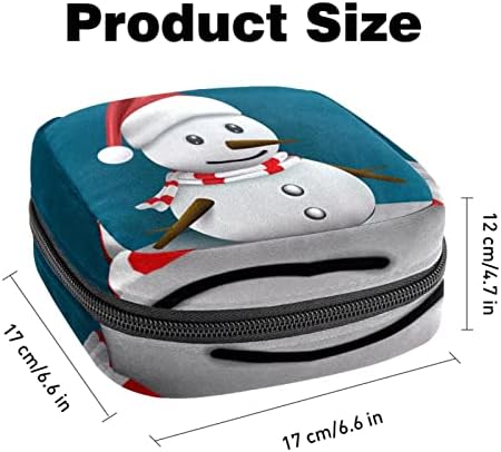 Санитарна торба за складирање на салфетки, торба за период, торба за тампон, торба за шминка, среќен Божиќна шема на снежни луѓе