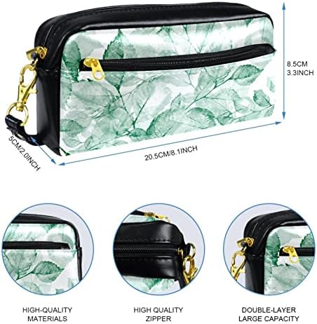 Акварела зелени лисја растителни шема за молив за молив кутија за пенкало тинејџери за канцелариски држач за чанти сочинуваат торбичка