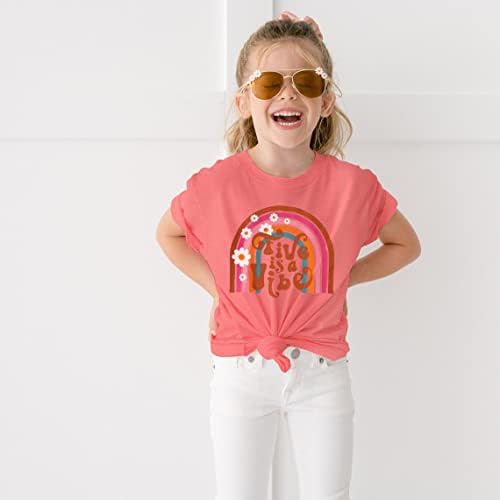 Izyjoy Kids Girl 5 -ти роденден Млада пет е вибрат роденденска маица ретро писмо печатено унисекс роденденски врвни облеки