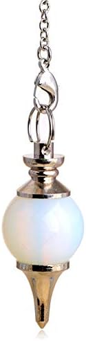 Gem-Indio Globular бел опалит камен 1,57 Downing Chakra pendulum for divination Real Stone Reiki приврзок ѓердани за жени заздравување на